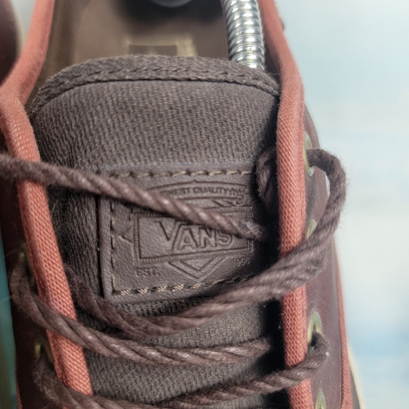 Vans Ludlow Military Grey Brown Leather Low Top Sneakers Shoes Mens 9 - Picture 5 of 10